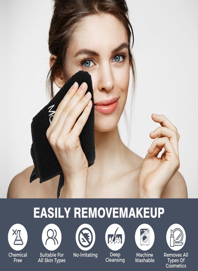 GLIMGLINT Makeup Remover Wash Cloths 5 Pack - Soft Microfiber Fingertip Facial Cleansing Cloths for Hand and Make Up, 13 x 13 in, Black - Image 5